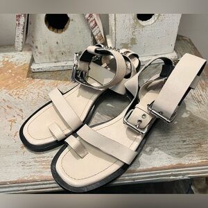 Top Shop Elegant Cream Sandals with Buckle Detail